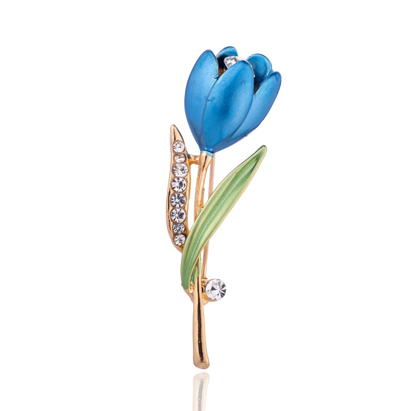 Trâm cài áo phối hình hoa tulip đính đá thời trang cho nữ