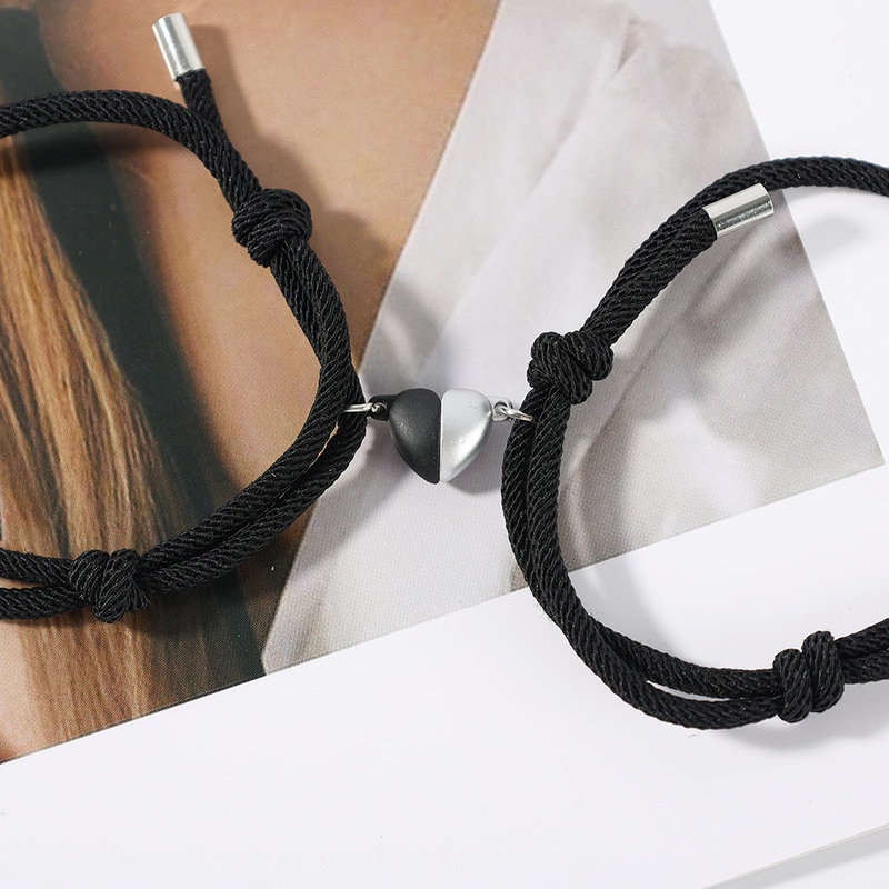 [Mới] Vòng Tay Dây Bện Màu Trắng Đen Từ Tính Có Thể Điều Chỉnh Dành Cho Cặp Đôi / Quà Tặng Kỳ Nghỉ