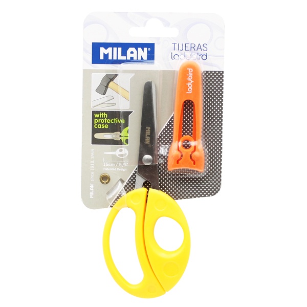 Kéo Học Sinh 15 cm Có Nắp Ladybird - Milan BWM10017 - Màu Vàng