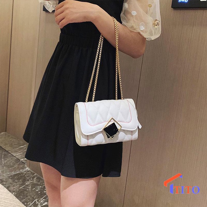 Túi xách nữ da siêu mềm, túi đeo chéo khóa hình vuông siêu đẹp và thời trang - Tito Shop