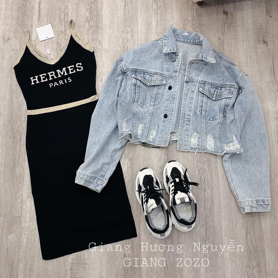 (QUÀ TẶNG LÀ SỮA TẮM) áo khoác jeans🍁 áo khoác bò croptop, rách gấu, ulzzang, kiểu dáng trẻ trung, KHOHANGCHUYENDOSI