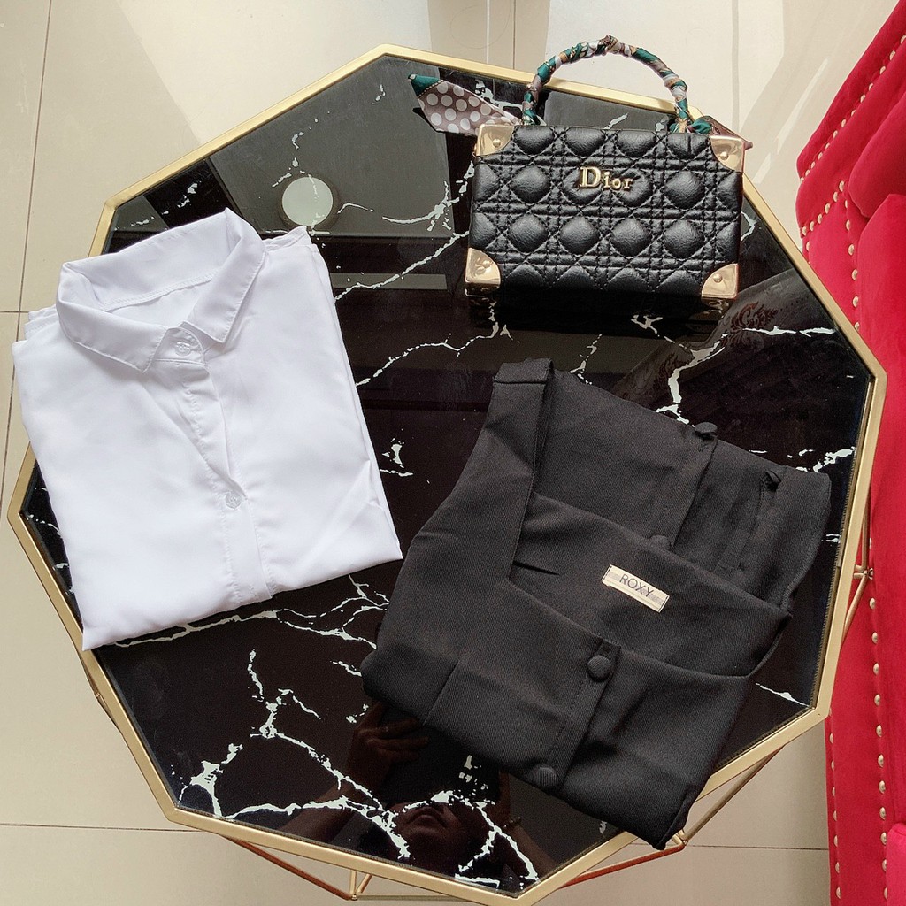 Set Yếm Và Sơ Mi Tay Phồng𝑭𝑹𝑬𝑬𝑺𝑯𝑰𝑷Set yếm Nữ,LY STORE