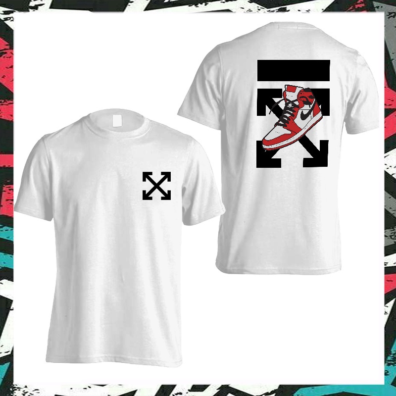 OFF WHITE Áo Thun 100% Cotton In Logo AIR JORDAN Thời Trang Cho Nam Nữ