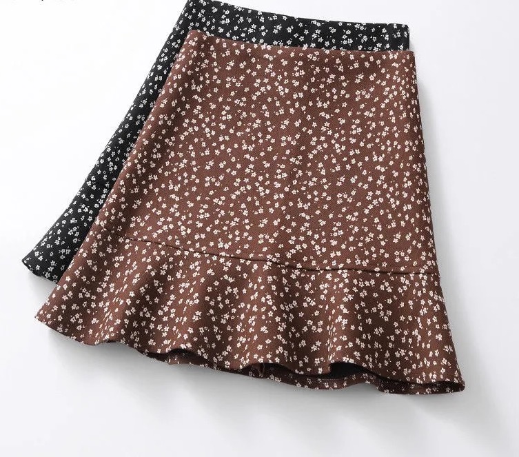 Summer female broken flower fishtail skirt high waist mini skirt