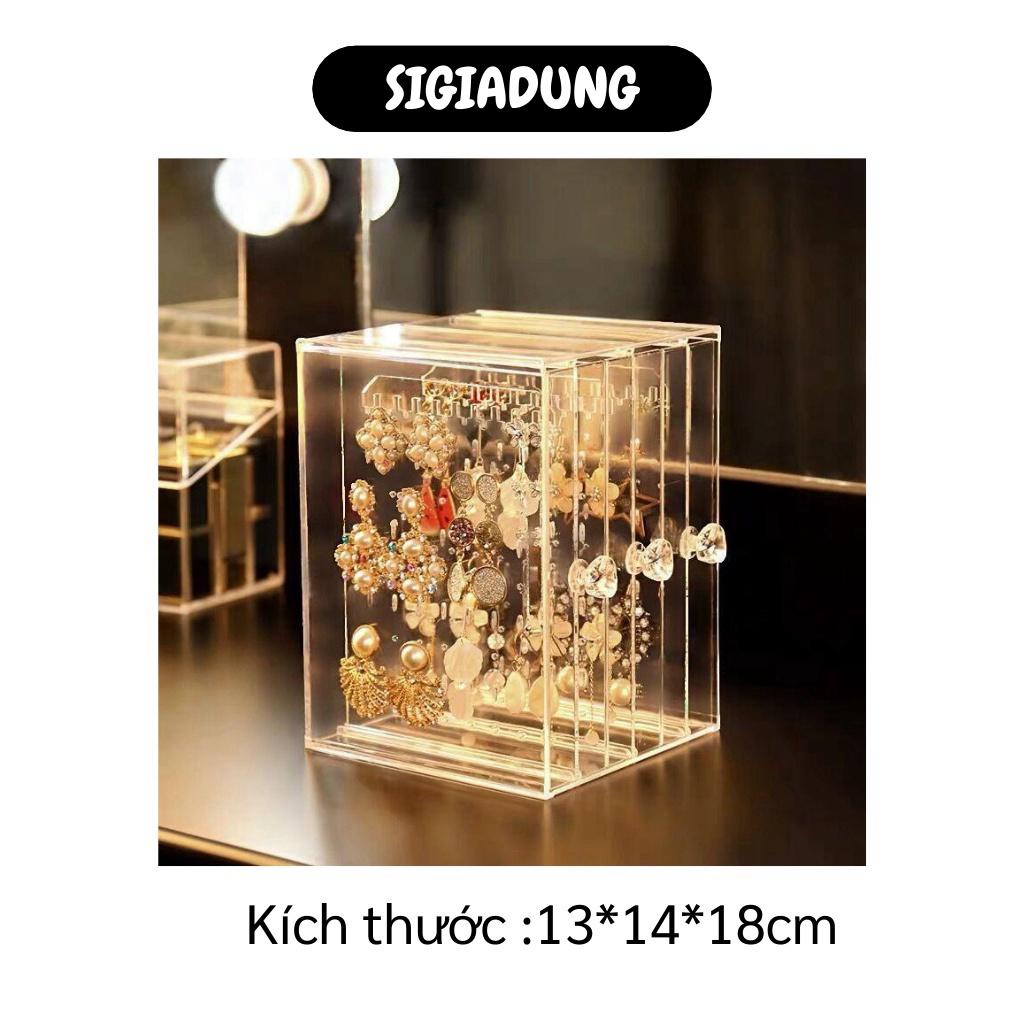 [SGD] Hộp Đựng Trang Sức - Hộp Treo Khuyên Tai, Hoa Tai 3 Ngăn Chống Bụi 9067