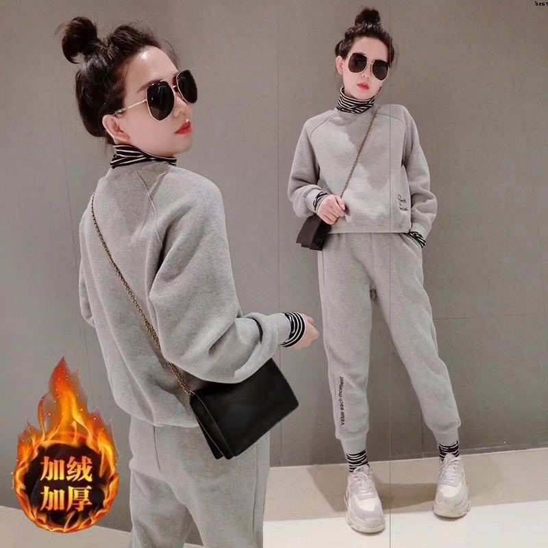 Bộ Đồ Thể Thao Hai Mảnh Áo Sweater Cổ Cao Cỡ Nhỏ 145cm Phong Cách Châu Âu Thời Trang Xuân Thu 150