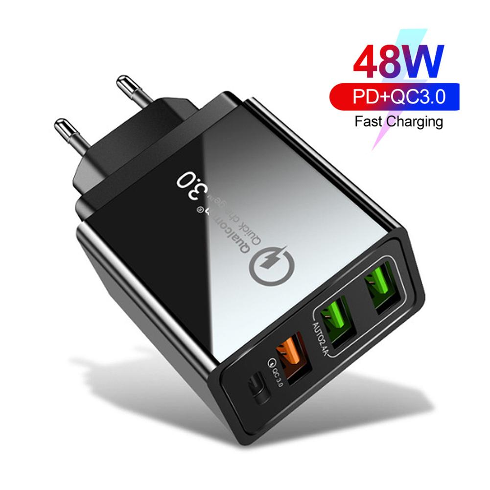 48W Quick Charge 4.0 3.0 Bộ sạc USB Sạc nhanh PD 3.0 Bộ sạc điện thoại di động cho iphone Samsung Xiaomi Huawei