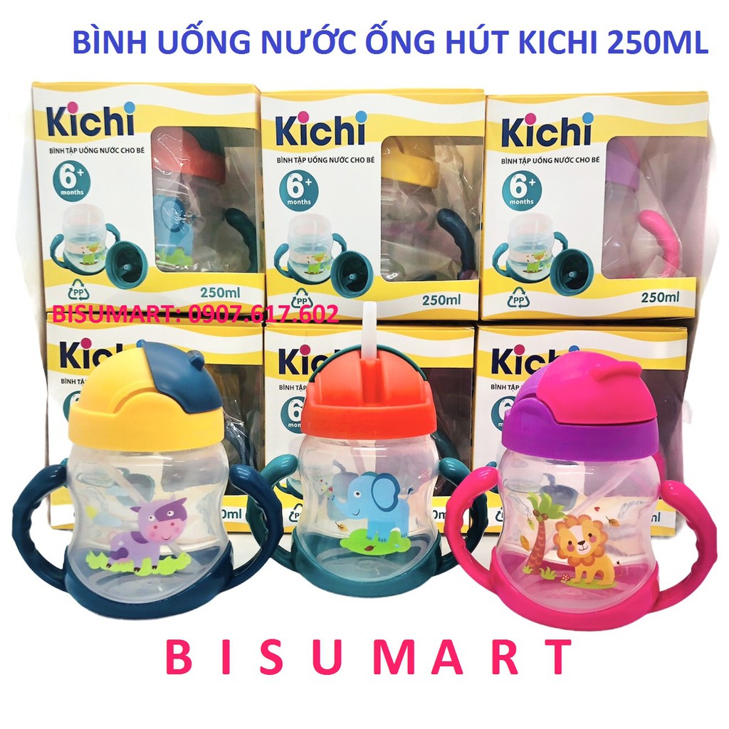 Bình tập uống nước Kichi 240ML MẪU MỚI 2021