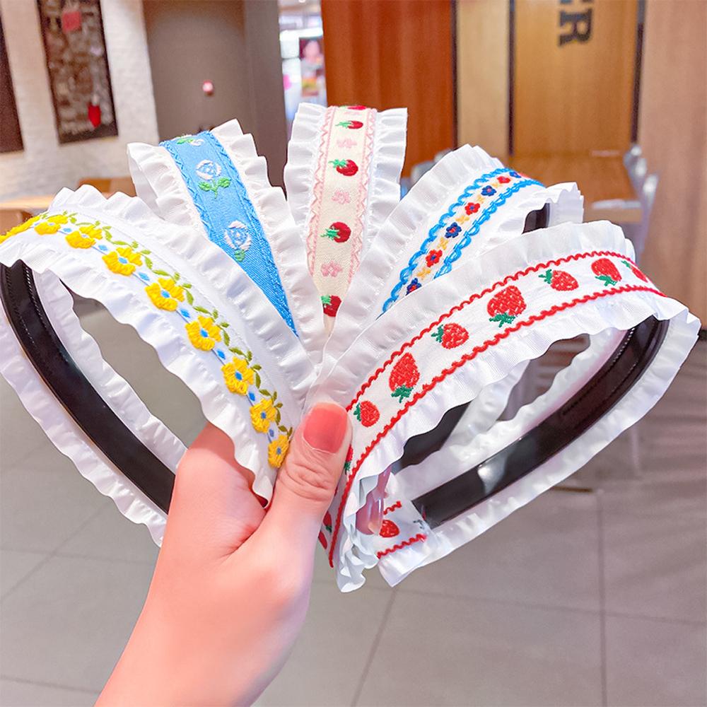 Băng Đô Cài Tóc Chống Trượt Đính Hoa / Dâu Tây Bện Lấp Lánh Ngọt Ngào Cho