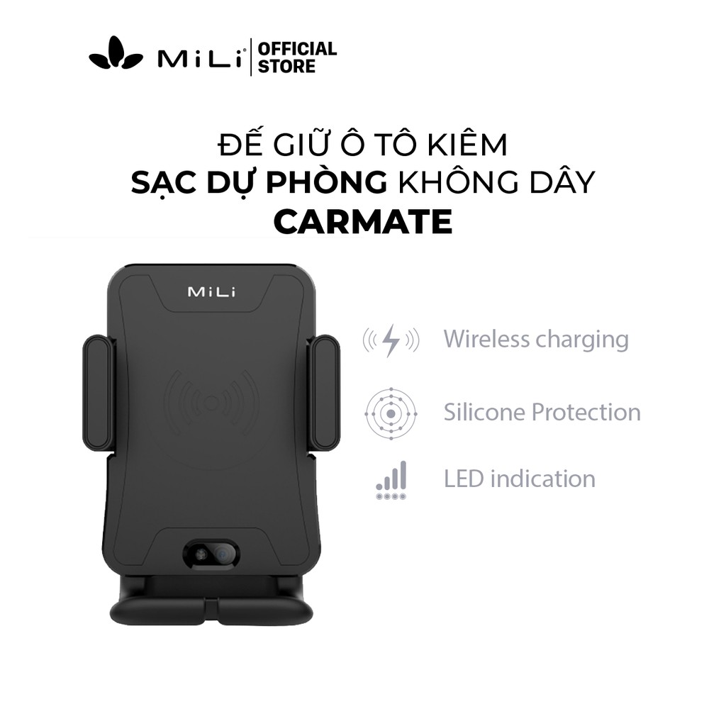 [Mã 2404EL10K giảm 10K đơn 20K] Đế giữ oto kiêm sạc điện thoại không dây Carmate MiLi - HC-G15