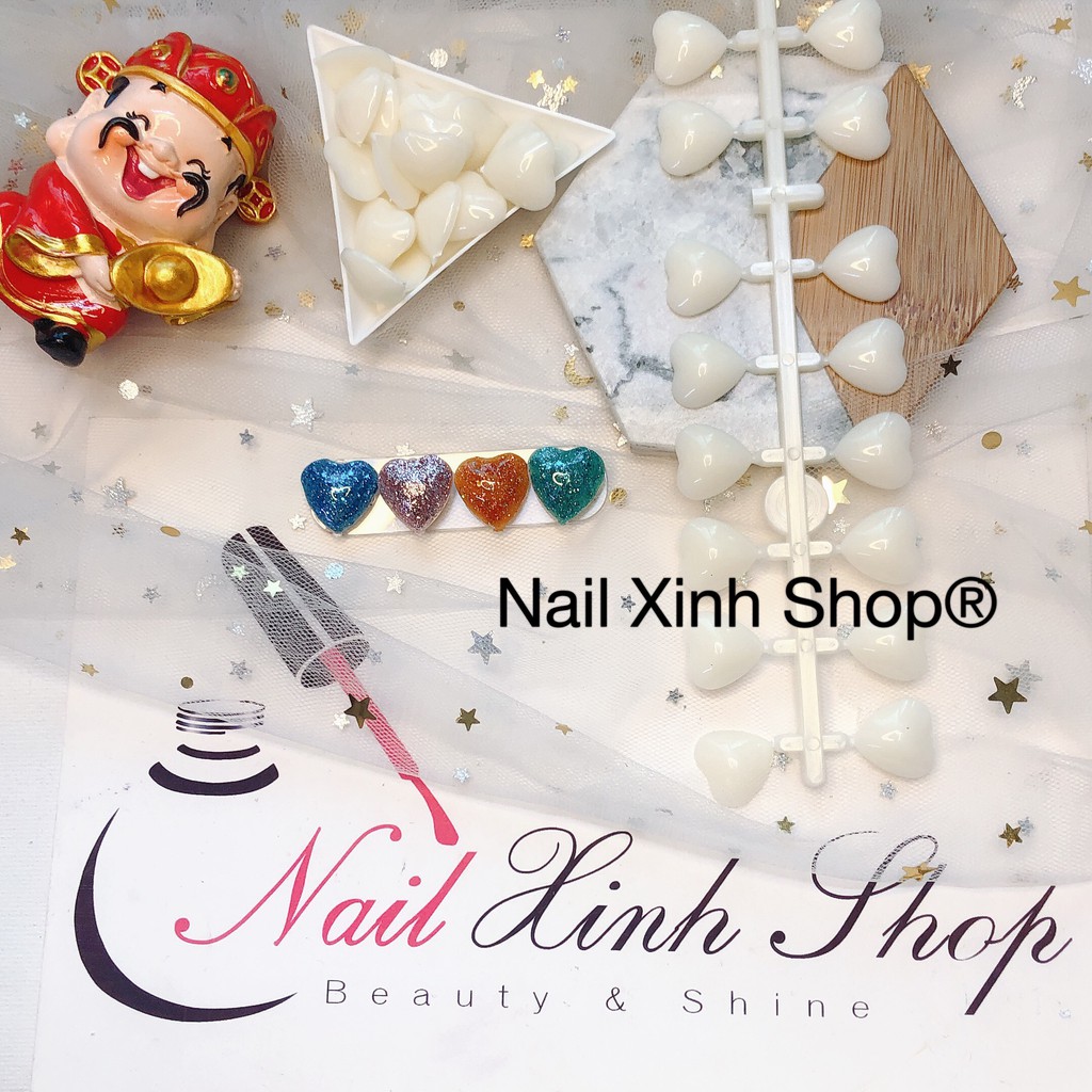 Móng tập vẽ, tập sơn ,tô màu vẽ nail hạt trái tim, phụ kiện nail chuyên dụng học vẽ, sơn nail (1 vĩ/48 tim)