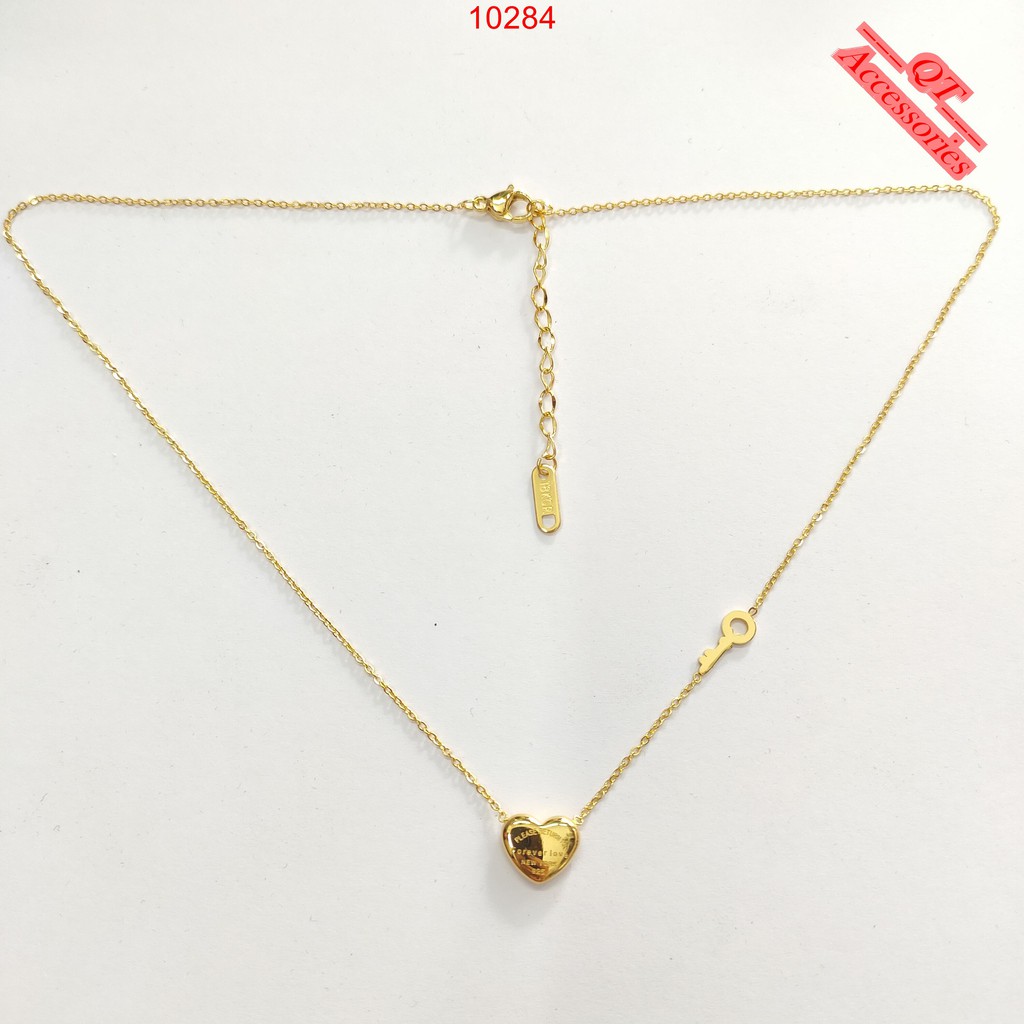 Dây chuyền trái tim chìa khóa titan mạ vàng 18k