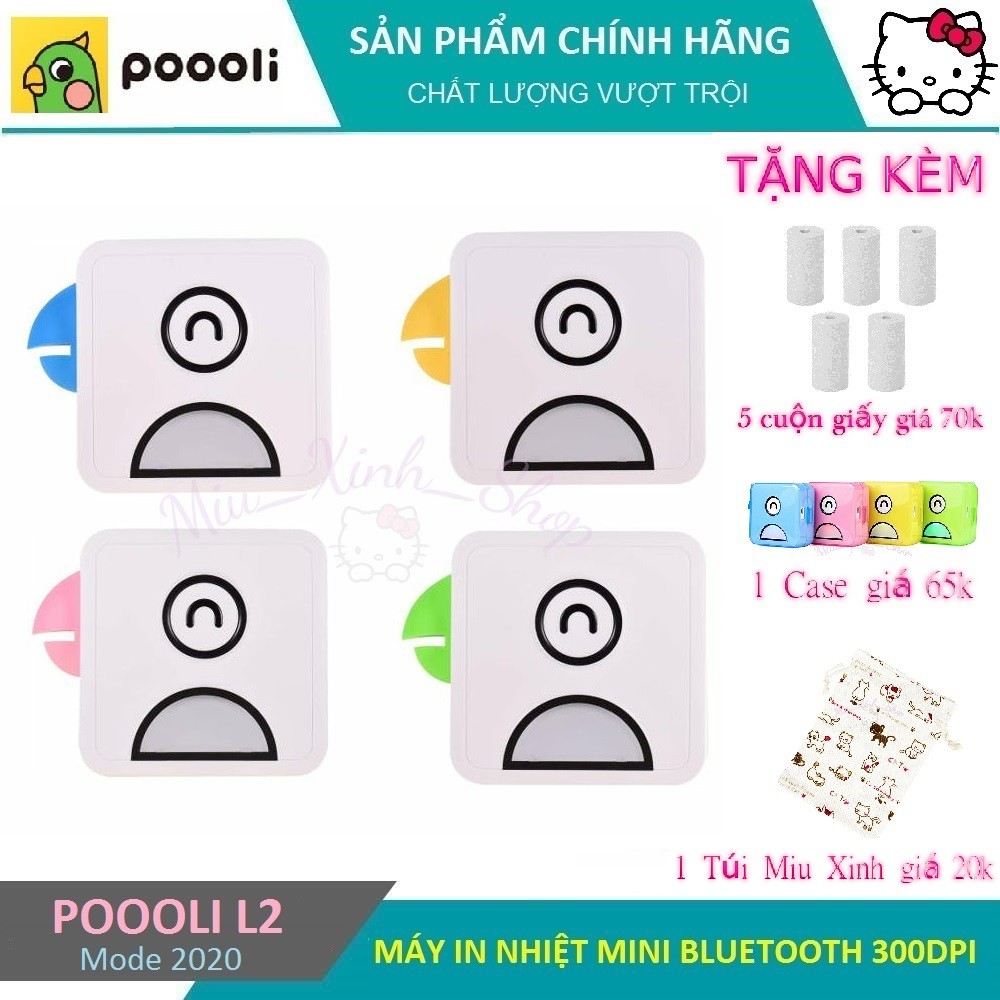 ❤ Dễ thương - Chính hãng Poooli ❤ Máy in nhiệt mini bluetooth L1, L2 không dây bỏ túi ❤ di động ❤ peripage a6 a6s