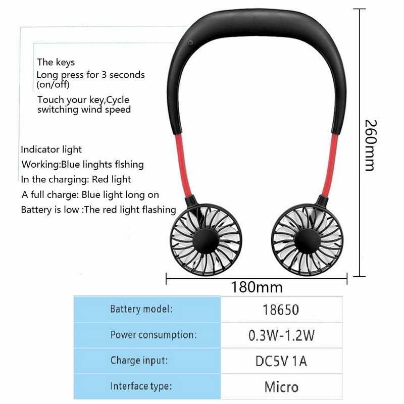 QUẠT ĐEO CỔ 3 TỐC ĐỘ - màu ngẫu nhiên