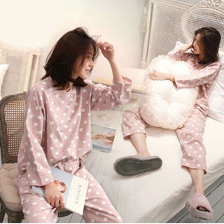 Set đồ ngủ pijama chấm bi dễ thương cho nữ
