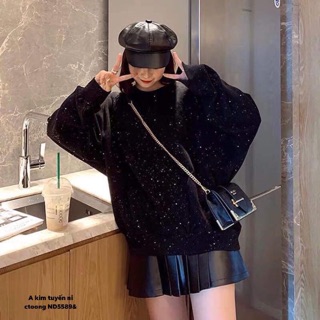 Áo nỉ kim tuyến bo gấu -nd/hs