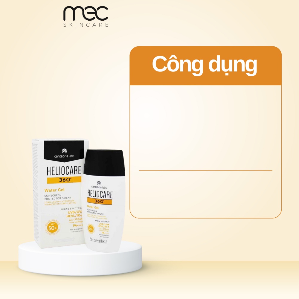 Kem Chống Nắng Giảm Mụn Heliocare 360 Water Gel Spf50+ 50ml da thường, hỗ hợp và da dầu nhờn - Mecskincare