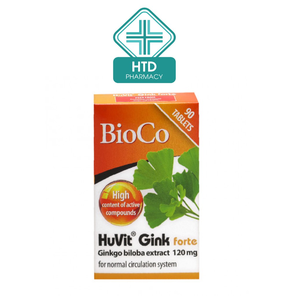 [Nhập Âu] BioCo HuVit Gink forte (Hộp 90 viên) - Bổ não, Hoạt huyết, Tăng cường trí nhớ
