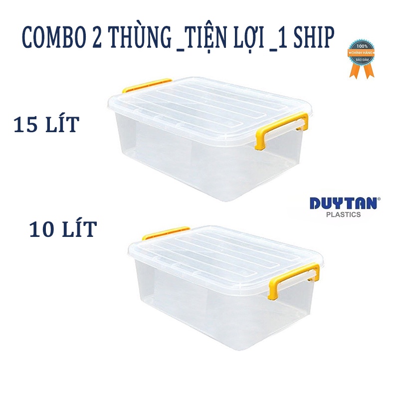 Combo 2 Thùng 10L và 15L  hàng Duy Tân đựng đồ nhựa PP bền đẹp, cứng chắc