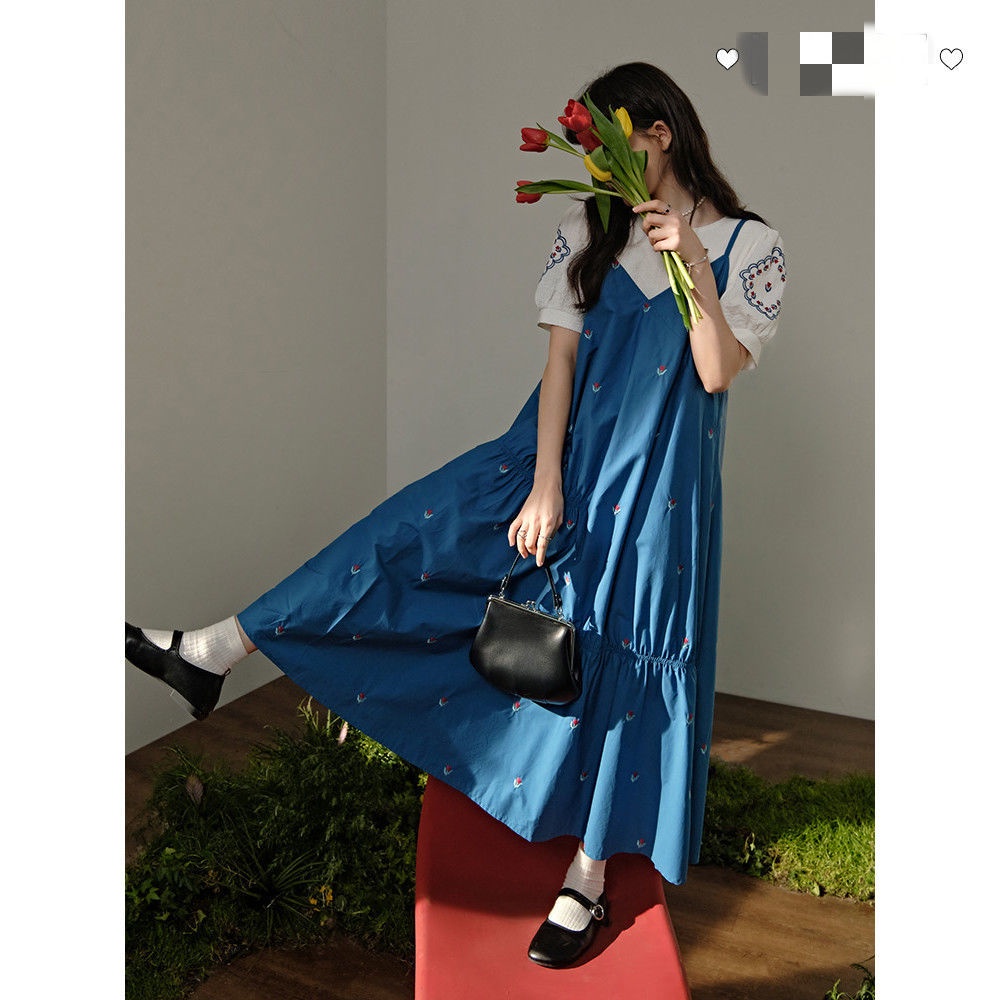 Set Đầm Hai Dây Và Áo Khoác Ngoài Chất Liệu chiffon Phong Cách Hàn Quốc Thời Trang Cho Nữ