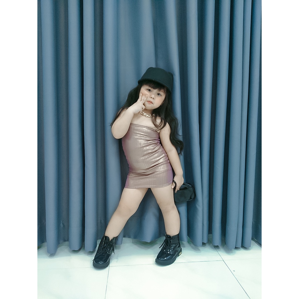 Đầm Body Nhũ Hai Dây Bé Gái Hot trend