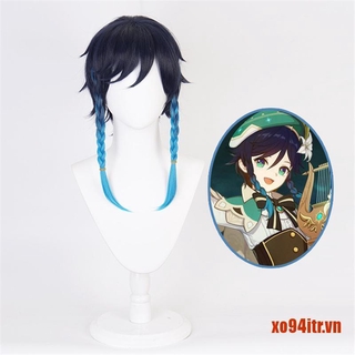 Bím Tóc Giả Màu Xanh Hóa Trang Nhân Vật Anime XOITR Genshin Va Chạm Venti