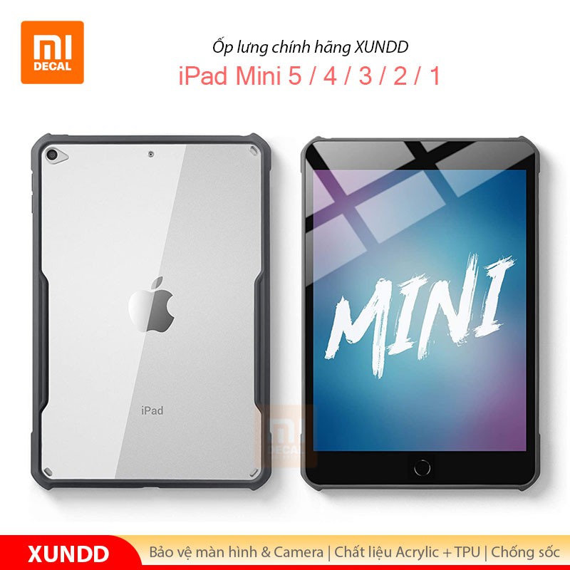 Ốp lưng XUNDD iPad Mini 4/5 (7.9') / iPad Mini 1/2/3 (7.9'), Mặt lưng trong, Viền TPU, Chống sốc