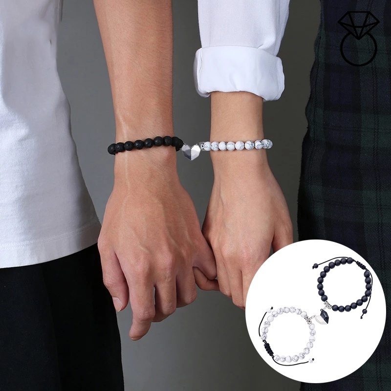 Bộ 2 vòng tay mặt hình trái tim có nam châm cho cặp đôi