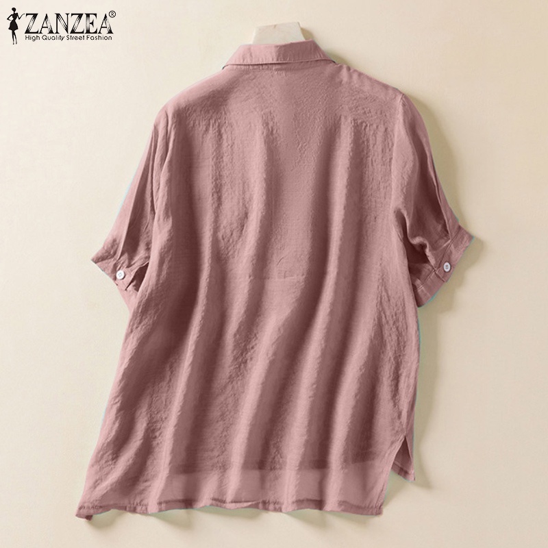 Zanzea Áo Sơ Mi Tay Lửng Có Túi Trước Thời Trang Nữ