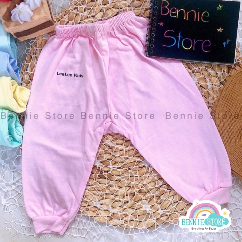 Quần dài Leelee kids cho bé 3-7kg, Quần dài ống bo, đáy ngang mặc tã