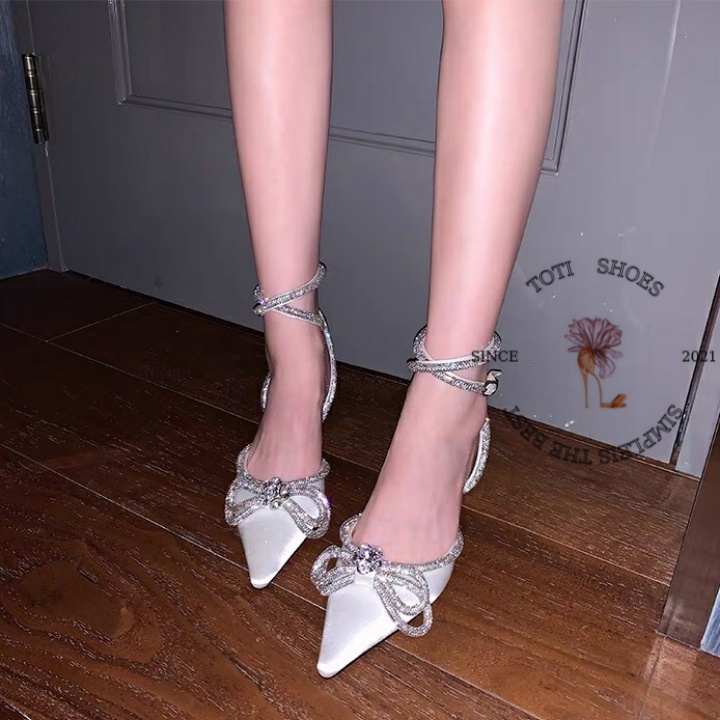GIÀY THỜI TRANG TOTIIE STORE - SANDAL CAO GÓT BÍT ĐÍNH NƠ ĐÁ - GUỐC NỮ HỞ HẬU CAO 10 PHÂN G2209010