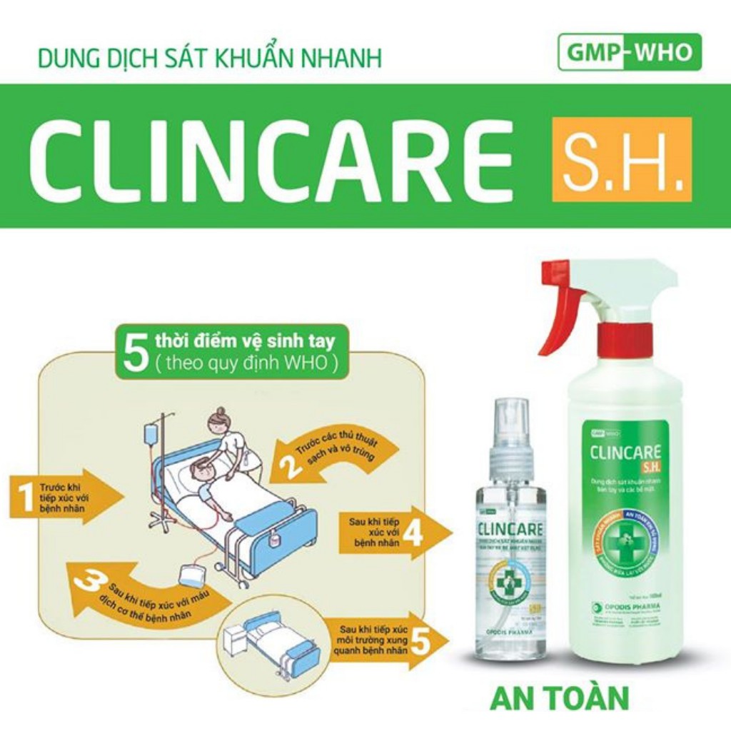 Dung dịch sát khuẩn tay nhanh Clincare 70ml (vòi xịt tiện lợi)