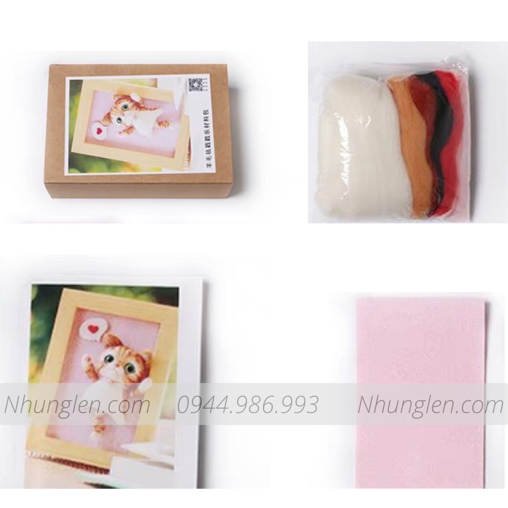 Tự làm Pin cài áo từ len chọc hình Con Mèo, Có Video hướng dẫn - Needle Felting Cat