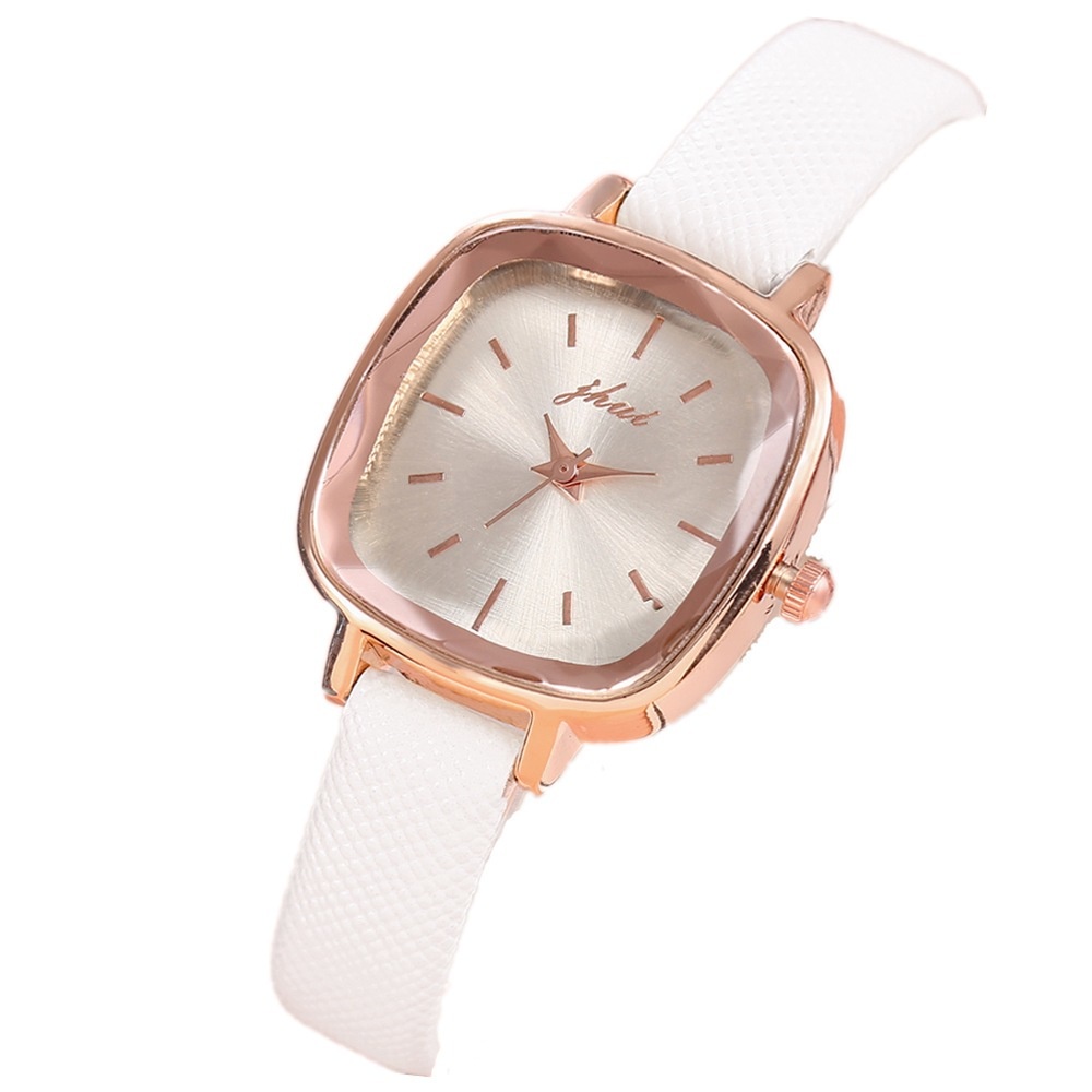 Đồng hồ quartz mặt vuông phối dây đeo da cho nữ