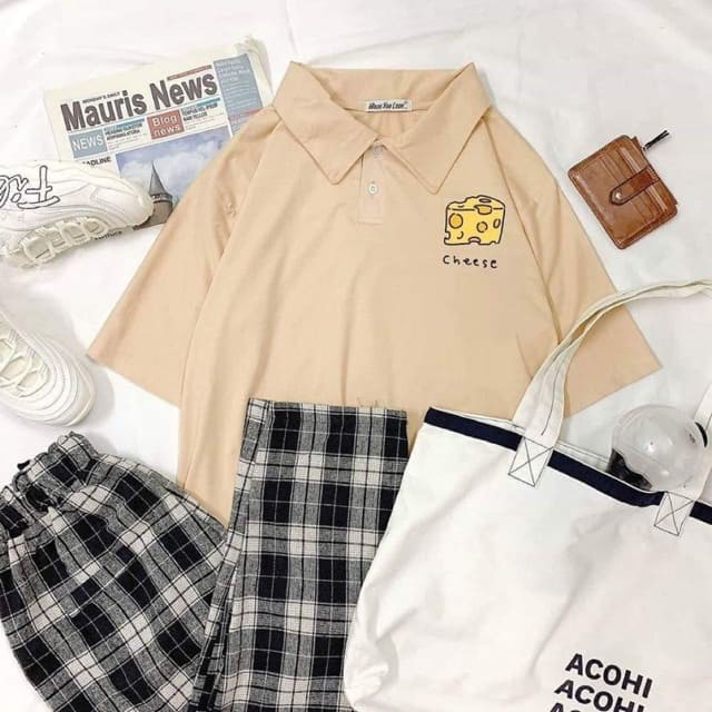 Set áo polo và quần kẻ caro