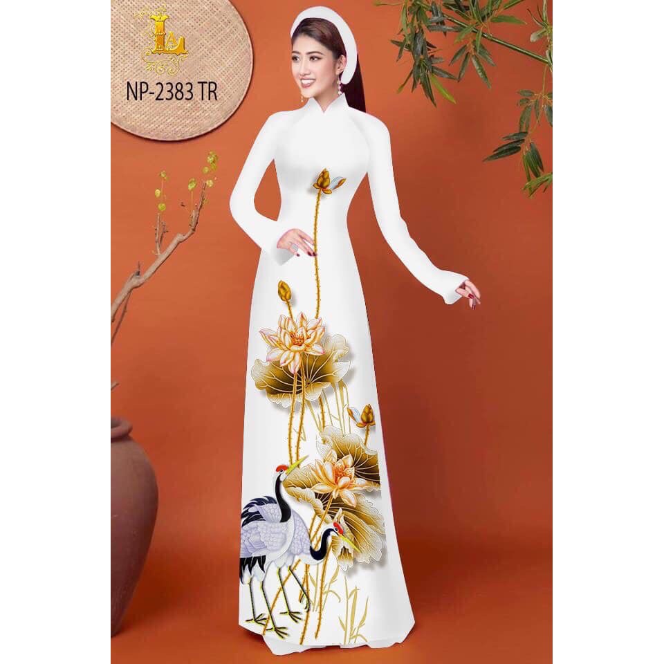 [HÀNG HOT] Vải áo dài in 3D họa tiết hoa sen vàng, chất vải lụa mềm, hình thật