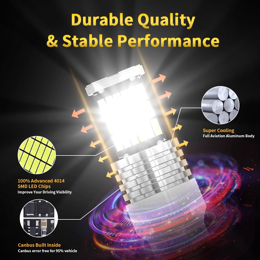 Set 2 Linh Kiện Điện Tử 1156 1157 3157 7443 1156 150° Đèn Led Đuôi Xe Ánh Sáng Trắng / Đỏ / Vàng Chất Lượng Cao
