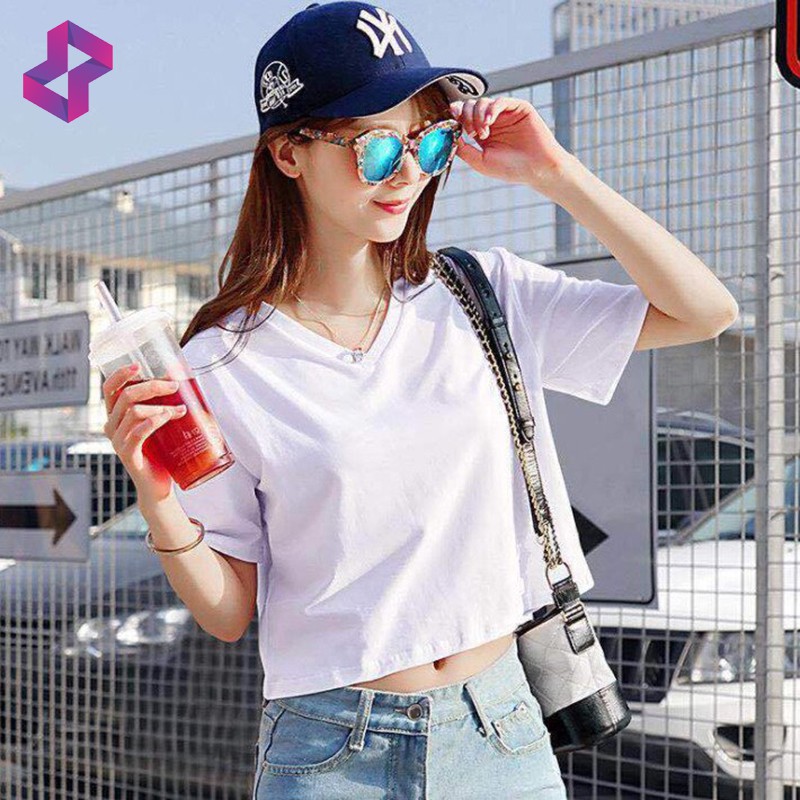 Áo Croptop Nữ Cổ Tim Tay Ngắn Molento Thun Cotton Co Giãn 4 Chiều Form Rộng Nhiều Màu Sắc - M57