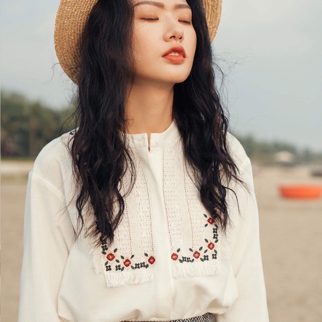 Sơ mi phối lụa tweed