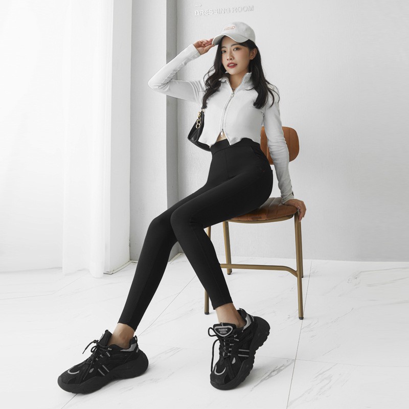 Quần legging lửng LAMODE vải thun cao cấp biker nữ đùi ngố đồ mặc nhà dáng ôm bó lưng thun tập gym yoga bigsize | BigBuy360 - bigbuy360.vn