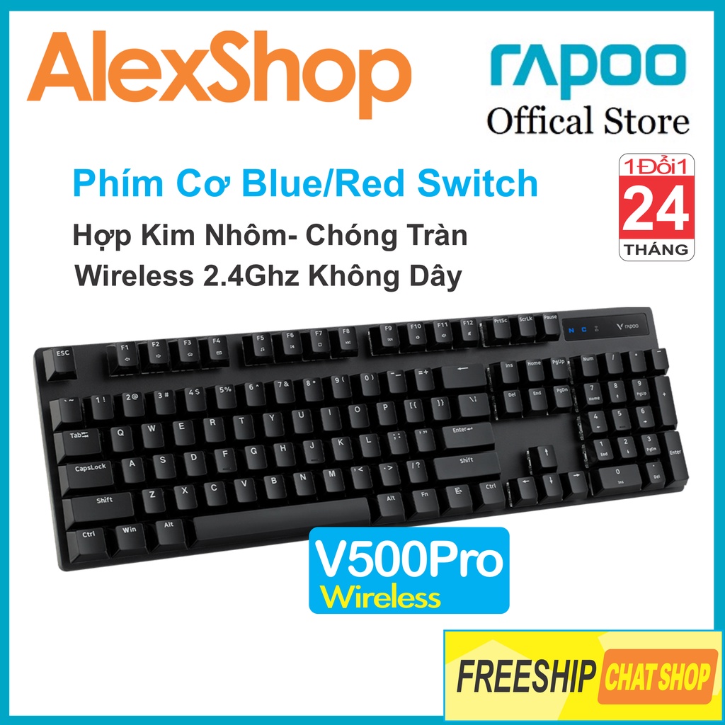 🔥17.9 - 30.9🔥Rapoo V500 Pro Bàn Phím Cơ Không Dây Gaming - Bh 2 Năm 1 Đổi 1