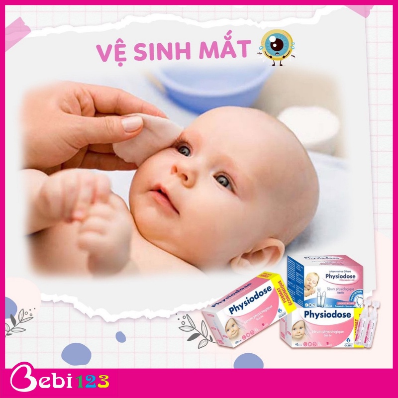 Nước muối vô trùng, nước muối sinh lý Physiodose  vệ sinh cho bé mỗi ngày