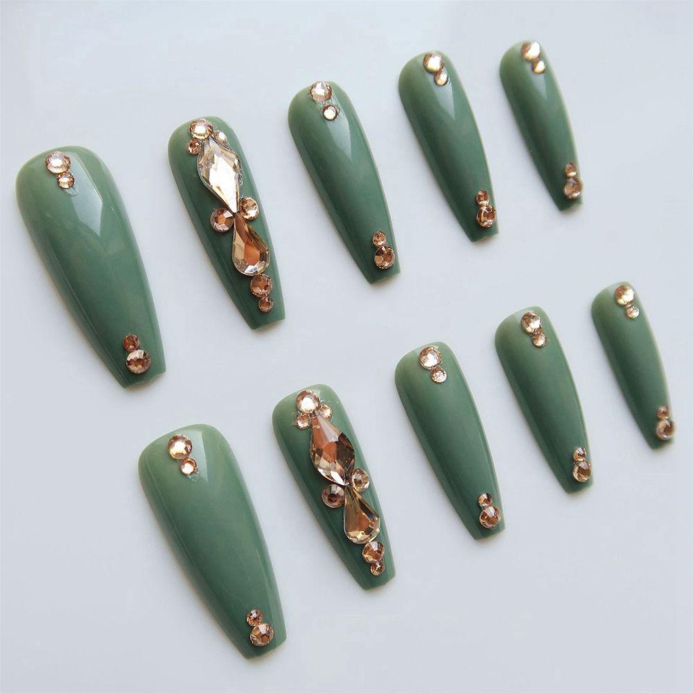 EUCA Hộp 24 Móng Tay Giả Che Phủ Toàn Diện Đính Đá Trang Trí Nghệ Thuật