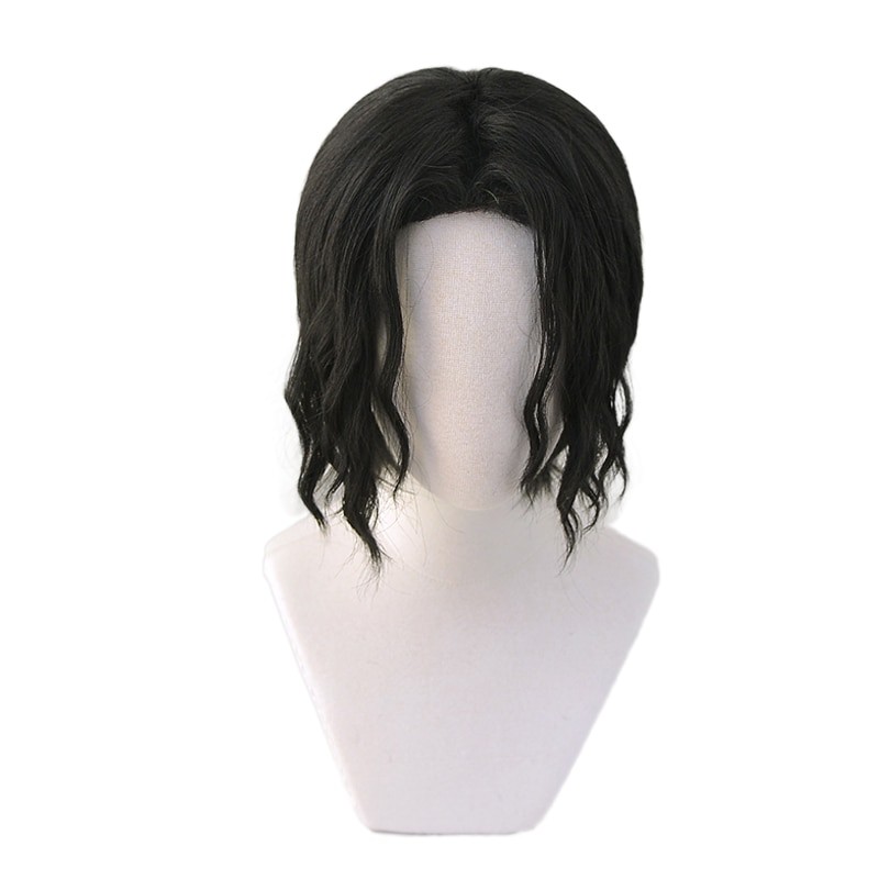 COSER KING Anime Demon Slayer Kimetsu no Yaiba Kibutsuji Muzan Cosplay Black Wig Short Curly Cosplay Wigs Heat Resistant Synthetic Hair Halloween