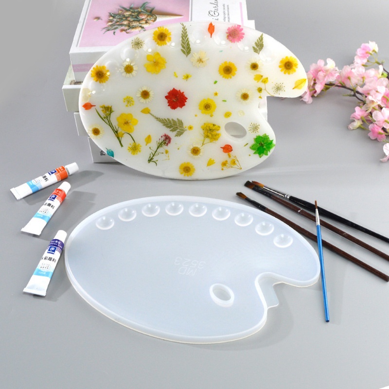 Khuôn làm bảng pha màu nước hình oval bằng nhựa resin DIY