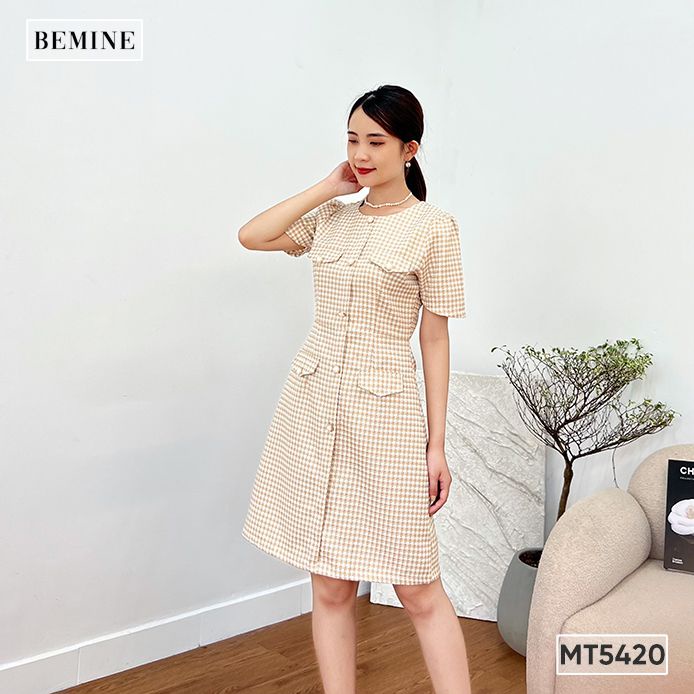 Đầm cổ tròn phối túi BEMINE MT5420DA