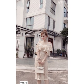 Váy ren be trễ vai body V1872 Đẹp Shop DVC - Kèm ảnh thật trải sàn do shop tự chụp