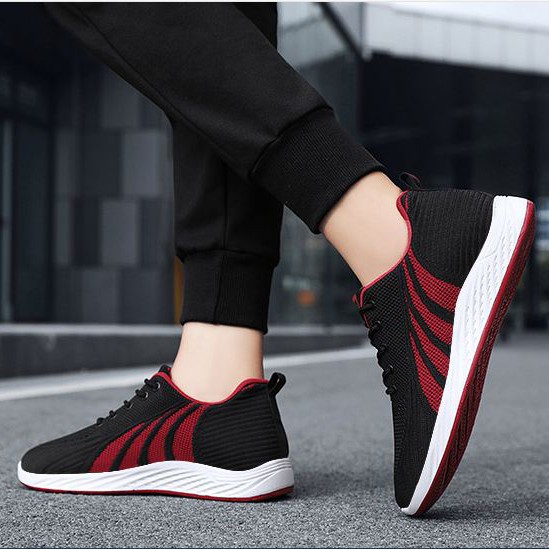 [FULL SIZE] Giày nam giày thể thao sneaker cổ thấp thời trang cực chất ĐEN SỌC ĐỎ cao cấp - SSPZN01