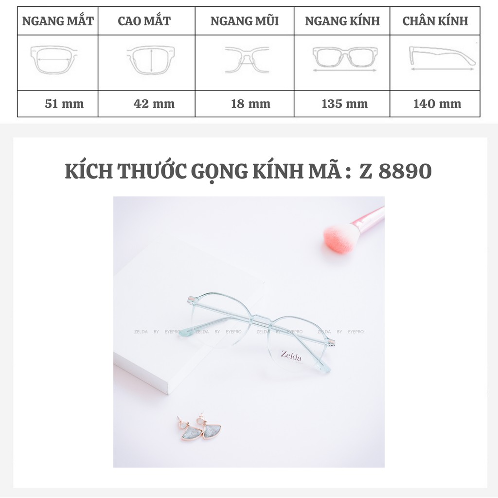 [LẮP SẴN CẬN]Gọng kính cận nữ, gọng cận nhựa dẻo cốt kim loại, mắt kính tròn Z8890G | BigBuy360 - bigbuy360.vn