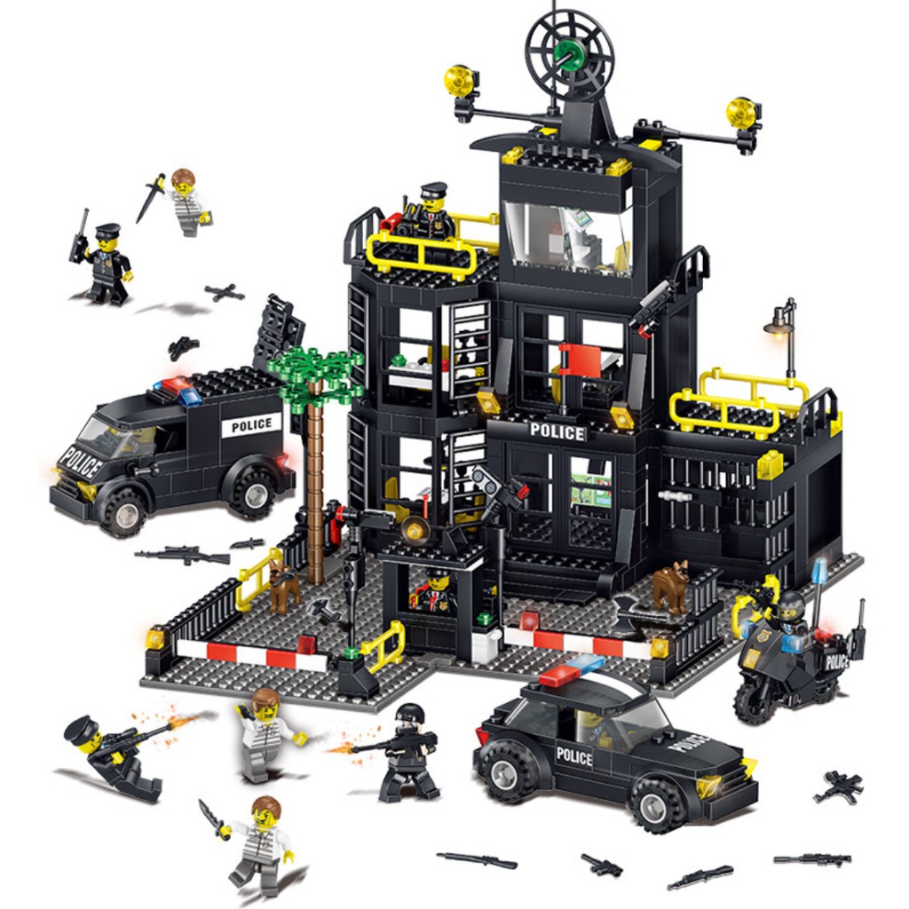 [787 CHI TIẾT-HÀNG CHUẨN] BỘ ĐỒ CHƠI XẾP HÌNH LEGO CẢNH SÁT, Lắp Ghép Oto, Lego Trụ Sở Cảnh Sát, Cảnh Sát Swat